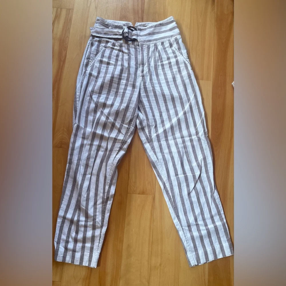 Anthropologie Linen Striped Pants - Picture 4 of 10